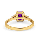 Emerald Cut Wedding Ring Round Simulated Cubic Zirconia 925 Sterling Silver