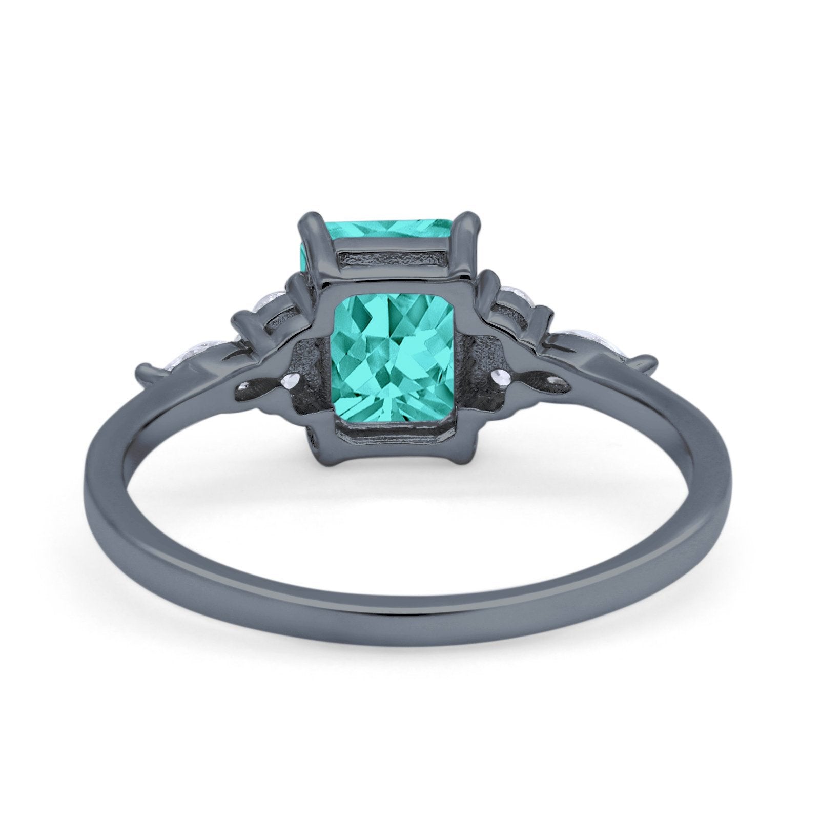 Art Deco Wedding Ring Marquise Simulated Cubic Zirconia 925 Sterling Silver