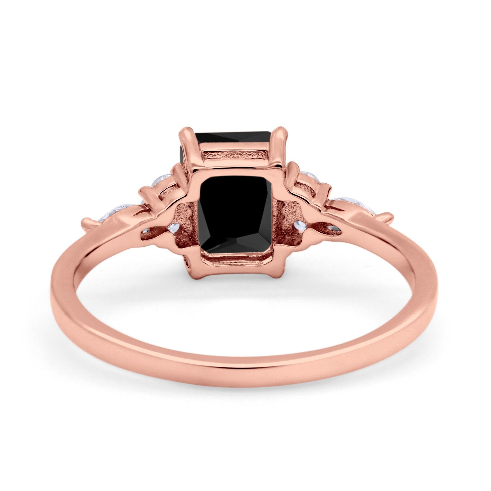 Art Deco Wedding Ring Marquise Simulated Cubic Zirconia 925 Sterling Silver