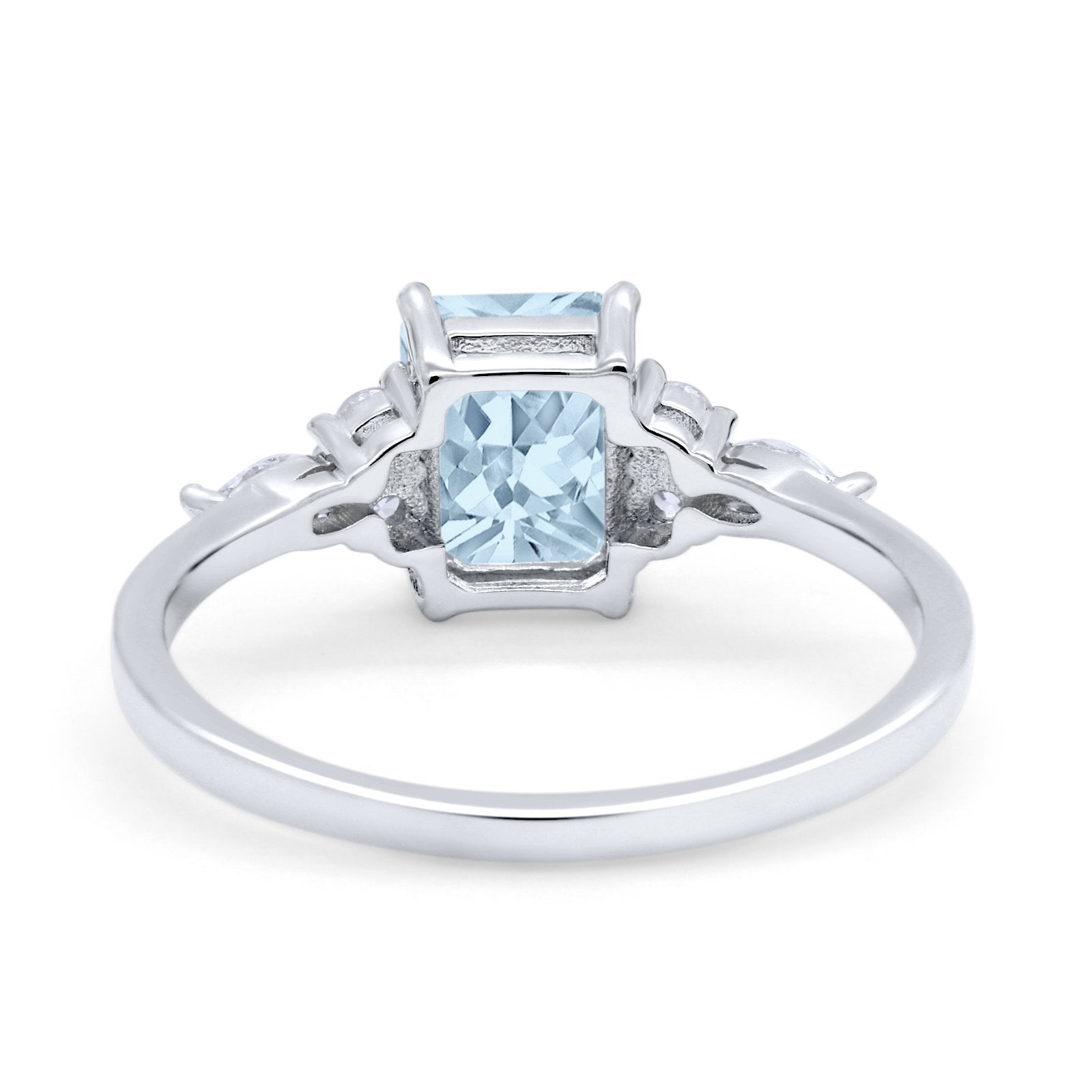 Art Deco Wedding Ring Marquise Simulated Cubic Zirconia 925 Sterling Silver