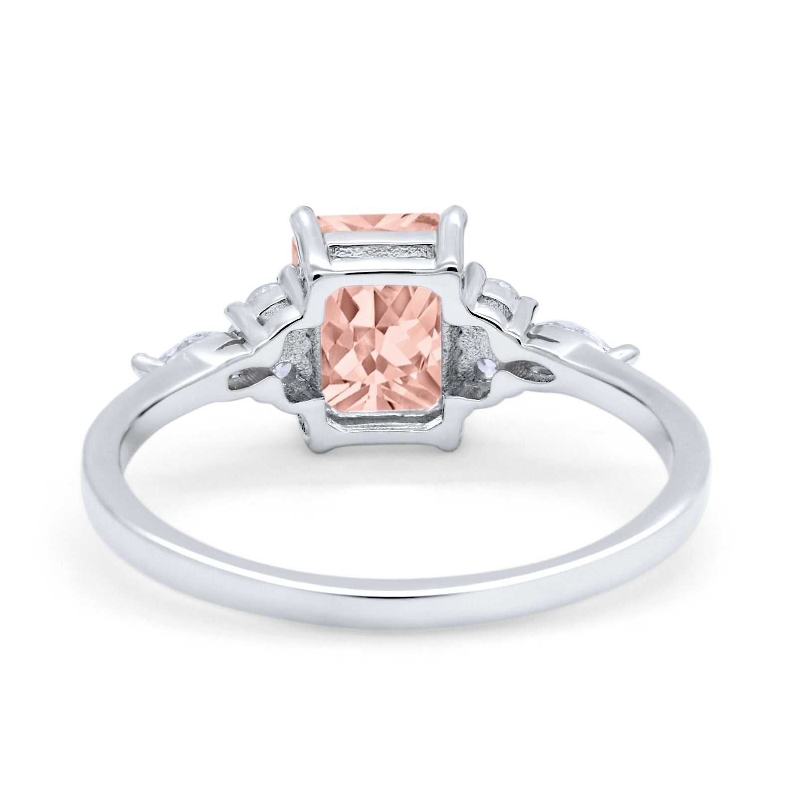 Art Deco Wedding Ring Marquise Simulated Cubic Zirconia 925 Sterling Silver