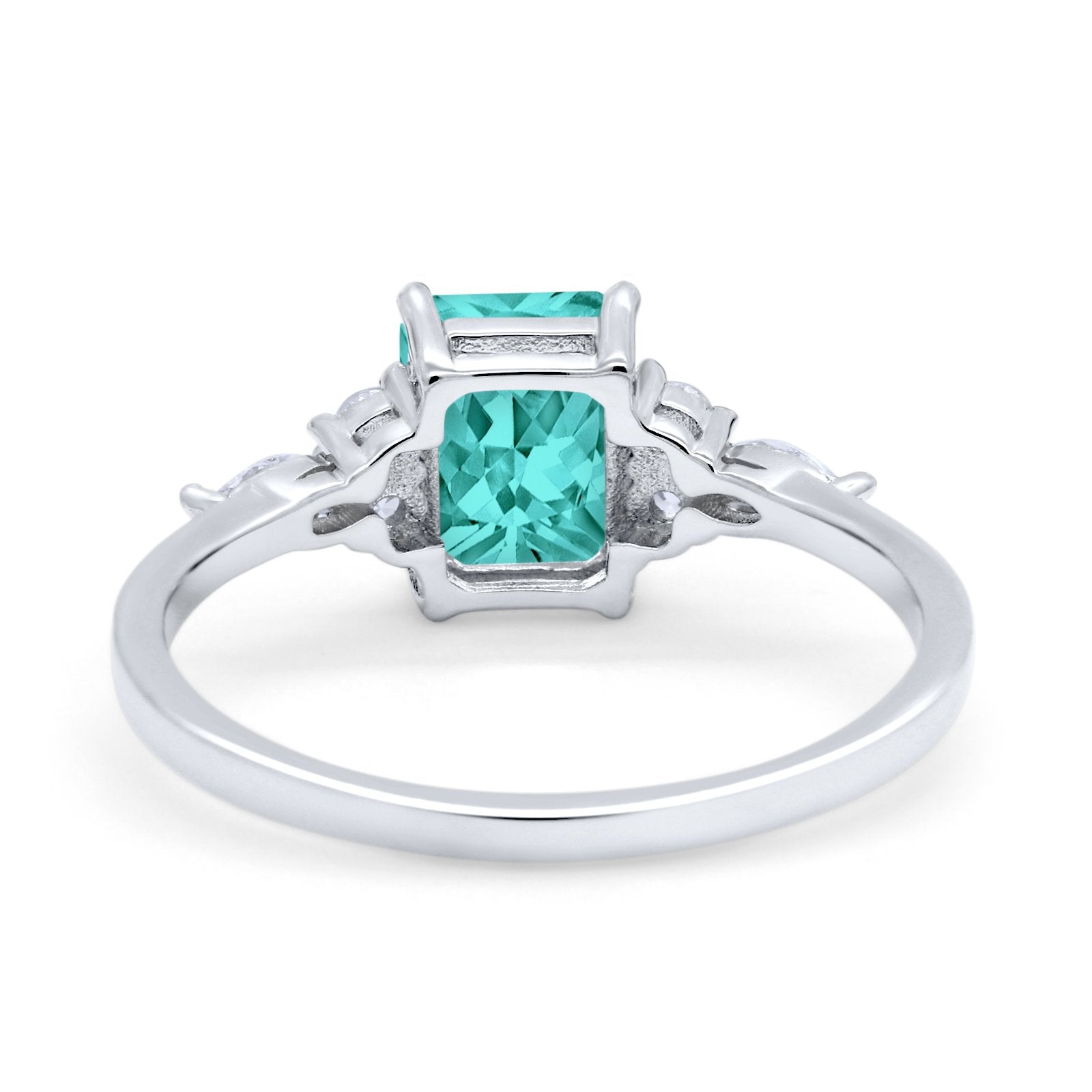 Art Deco Wedding Ring Marquise Simulated Cubic Zirconia 925 Sterling Silver