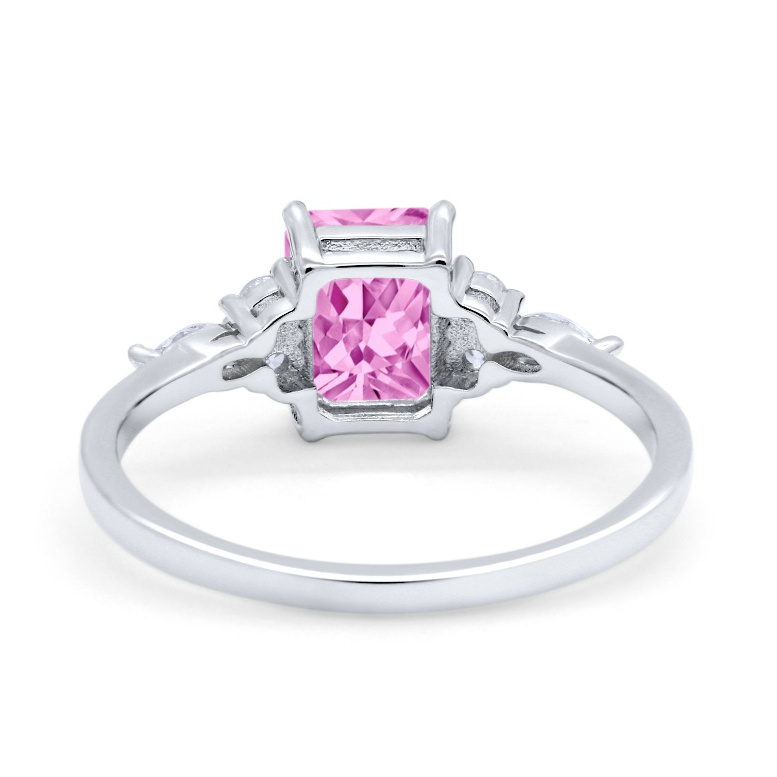 Art Deco Wedding Ring Marquise Simulated Cubic Zirconia 925 Sterling Silver