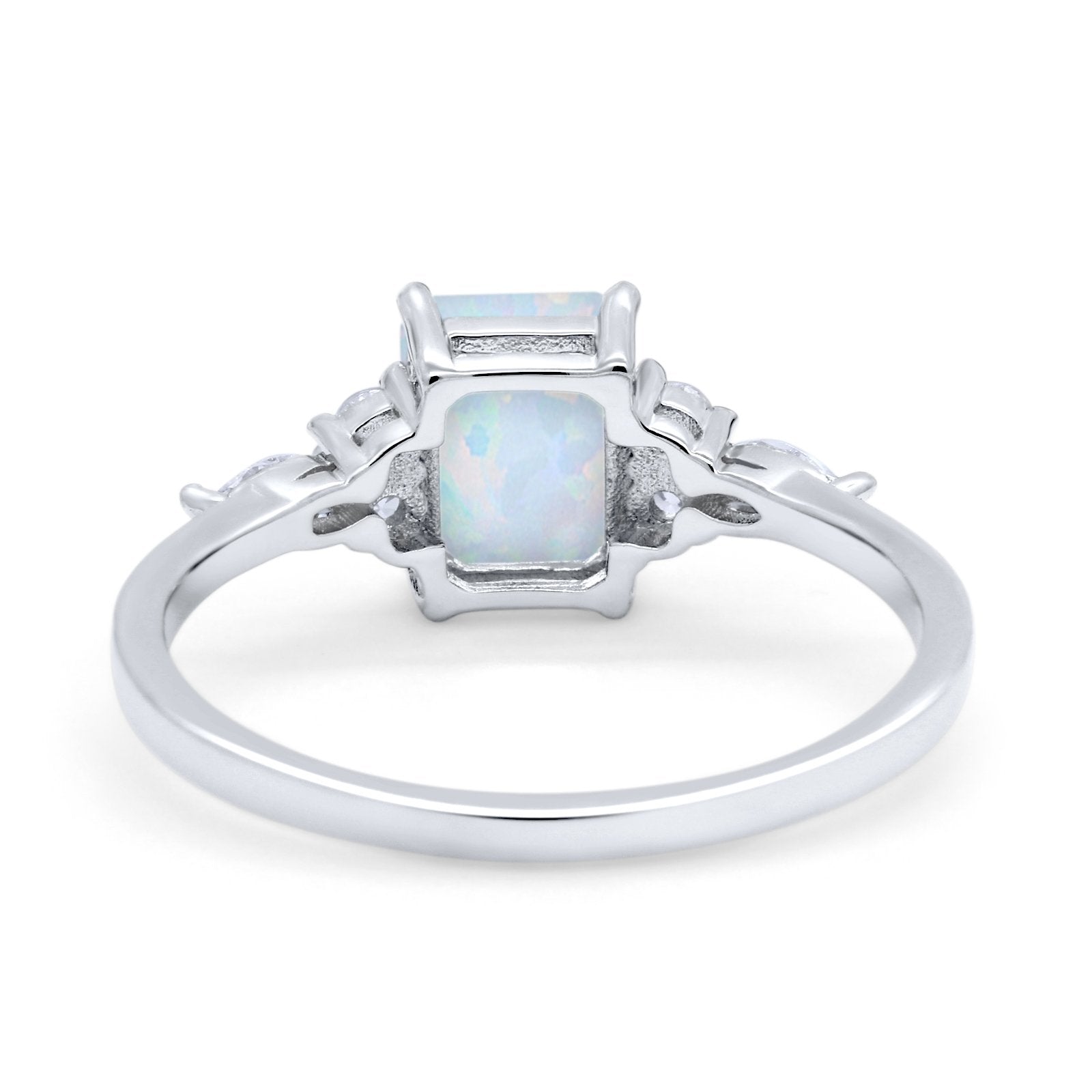 Art Deco Wedding Ring Marquise Simulated Cubic Zirconia 925 Sterling Silver