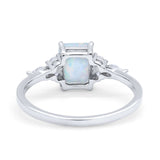 Art Deco Wedding Ring Marquise Simulated Cubic Zirconia 925 Sterling Silver