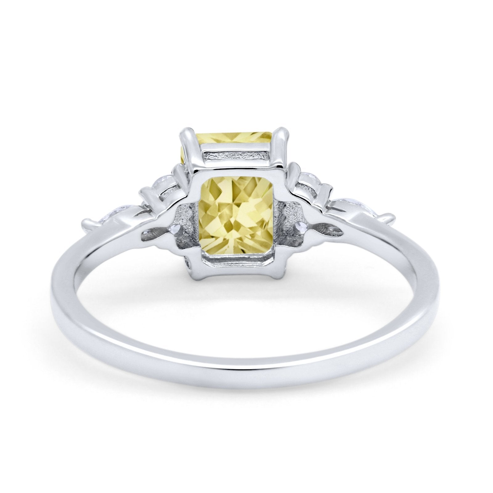 Art Deco Wedding Ring Marquise Simulated Cubic Zirconia 925 Sterling Silver