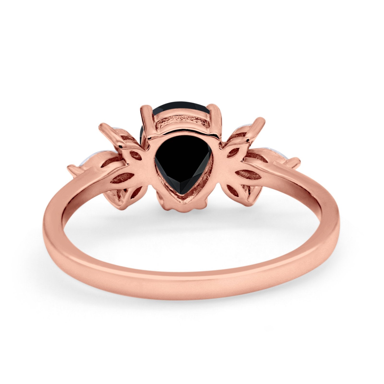 Teardrop Pear Wedding Ring Simulated Cubic Zirconia 925 Sterling Silver