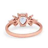 Teardrop Pear Wedding Ring Simulated Cubic Zirconia 925 Sterling Silver