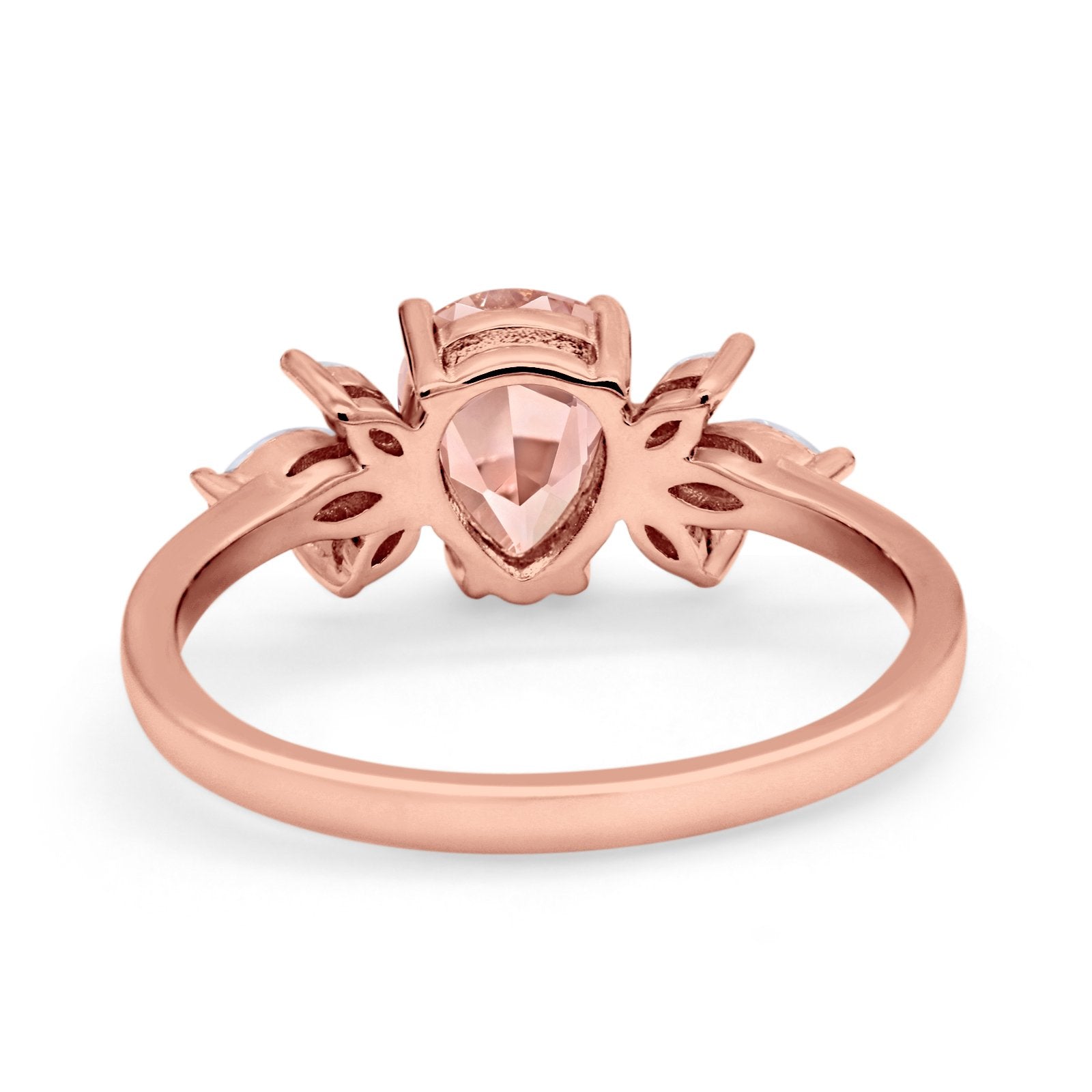 Teardrop Pear Wedding Ring Simulated Cubic Zirconia 925 Sterling Silver