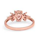 Teardrop Pear Wedding Ring Simulated Cubic Zirconia 925 Sterling Silver