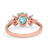 Teardrop Pear Wedding Ring Simulated Cubic Zirconia 925 Sterling Silver