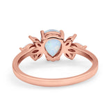 Teardrop Pear Wedding Ring Simulated Cubic Zirconia 925 Sterling Silver