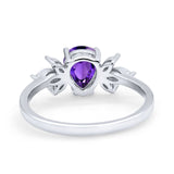 Teardrop Pear Wedding Ring Simulated Cubic Zirconia 925 Sterling Silver