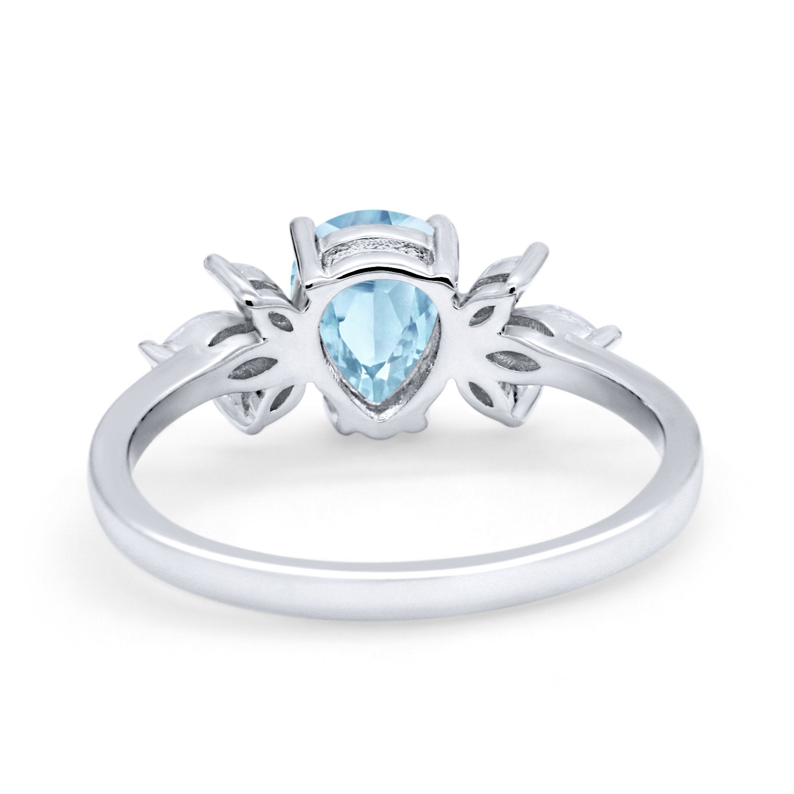 Teardrop Pear Wedding Ring Simulated Cubic Zirconia 925 Sterling Silver