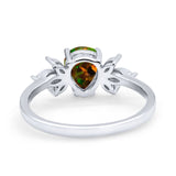 Teardrop Pear Wedding Ring Simulated Cubic Zirconia 925 Sterling Silver