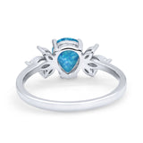 Teardrop Pear Wedding Ring Simulated Cubic Zirconia 925 Sterling Silver