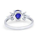 Teardrop Pear Wedding Ring Simulated Cubic Zirconia 925 Sterling Silver