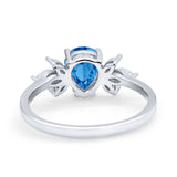 Teardrop Pear Wedding Ring Simulated Cubic Zirconia 925 Sterling Silver