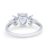 Teardrop Pear Wedding Ring Simulated Cubic Zirconia 925 Sterling Silver