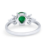 Teardrop Pear Wedding Ring Simulated Cubic Zirconia 925 Sterling Silver