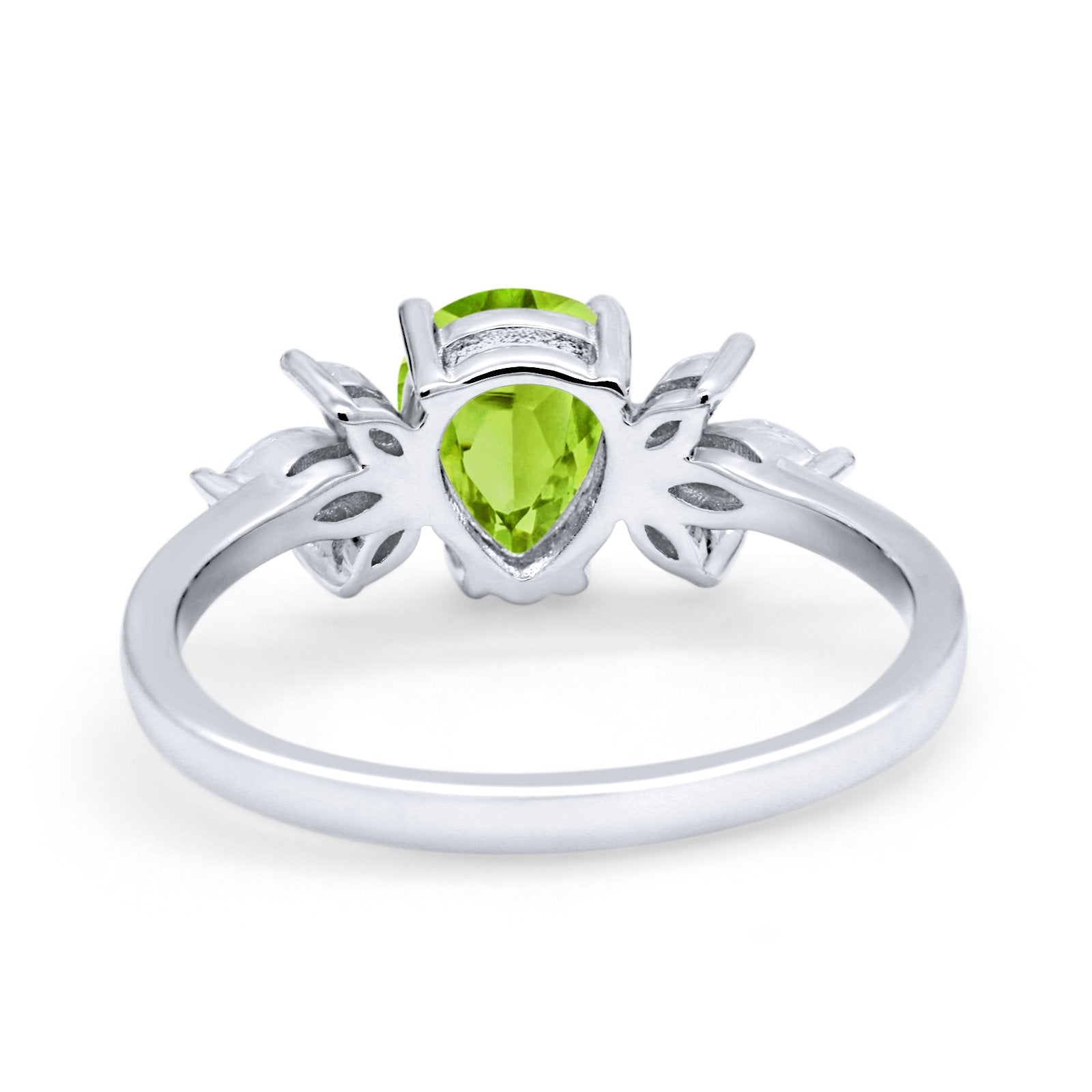 Teardrop Pear Wedding Ring Simulated Cubic Zirconia 925 Sterling Silver