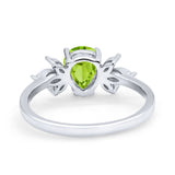 Teardrop Pear Wedding Ring Simulated Cubic Zirconia 925 Sterling Silver