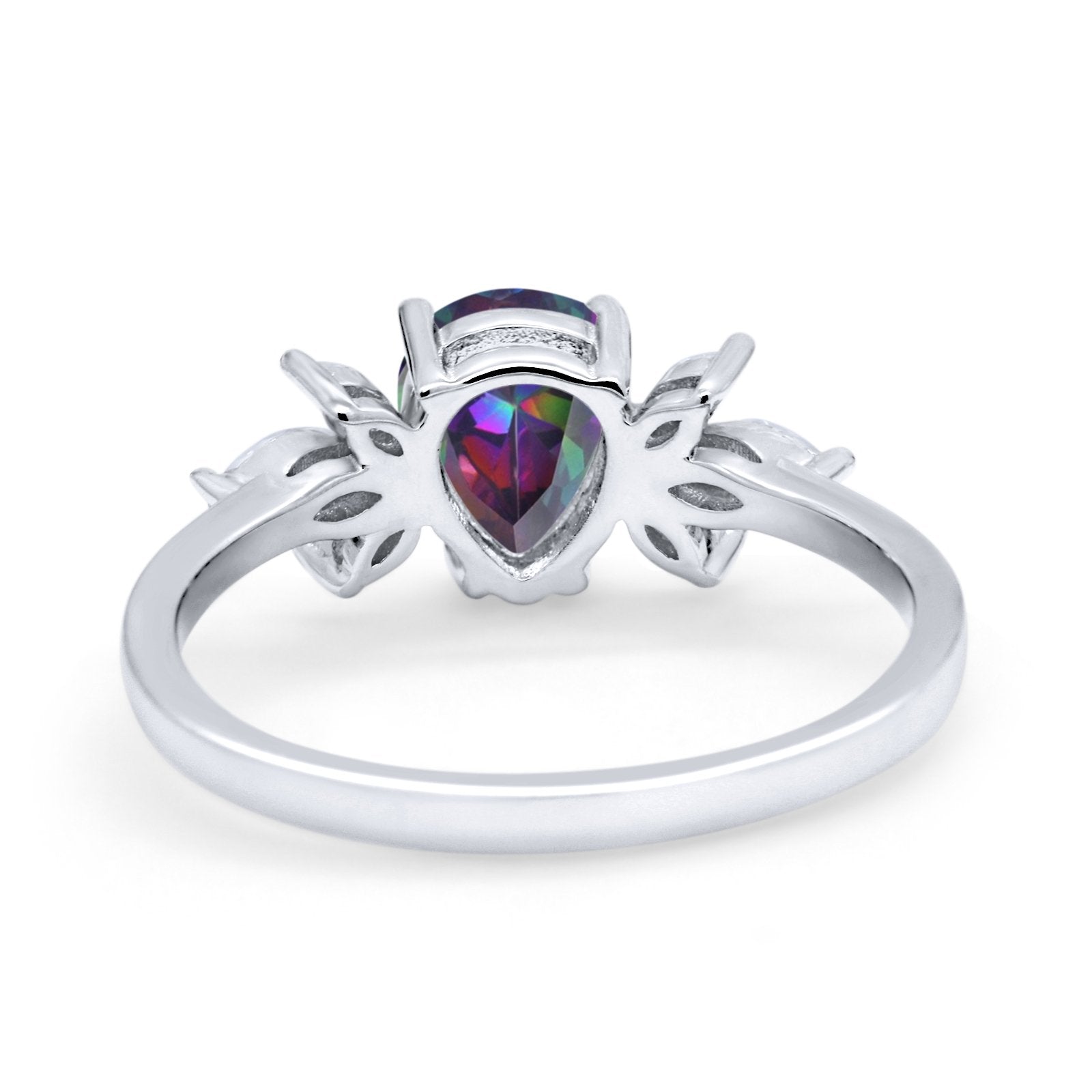 Teardrop Pear Wedding Ring Simulated Cubic Zirconia 925 Sterling Silver