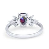 Teardrop Pear Wedding Ring Simulated Cubic Zirconia 925 Sterling Silver