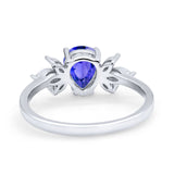 Teardrop Pear Wedding Ring Simulated Cubic Zirconia 925 Sterling Silver