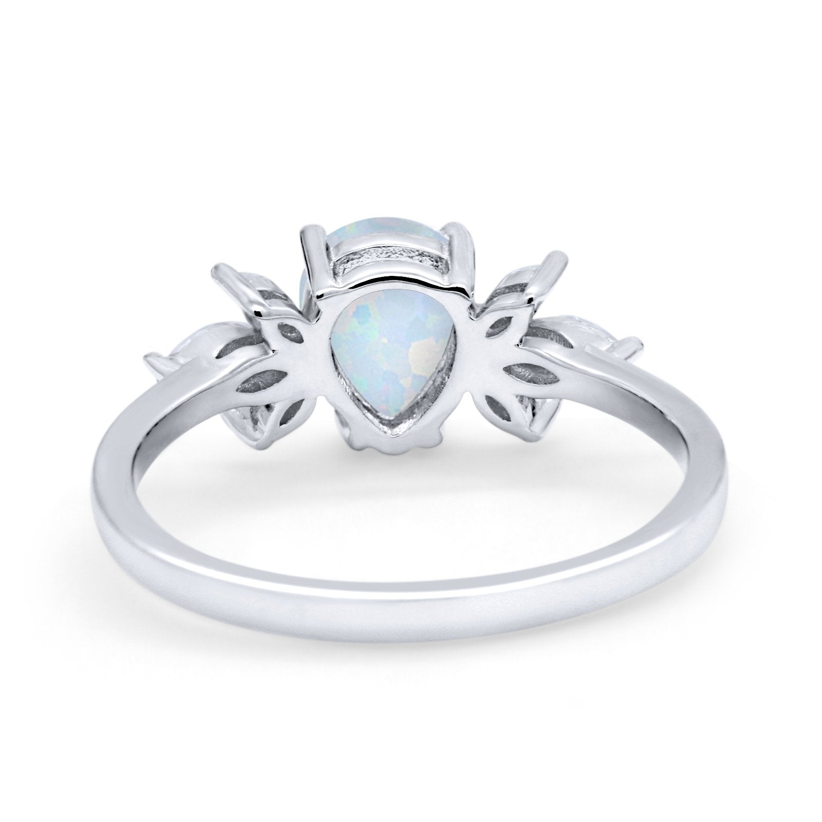 Teardrop Pear Wedding Ring Simulated Cubic Zirconia 925 Sterling Silver