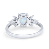 Teardrop Pear Wedding Ring Simulated Cubic Zirconia 925 Sterling Silver