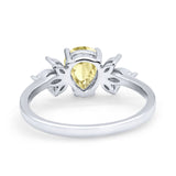 Teardrop Pear Wedding Ring Simulated Cubic Zirconia 925 Sterling Silver