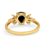 Teardrop Pear Wedding Ring Simulated Cubic Zirconia 925 Sterling Silver