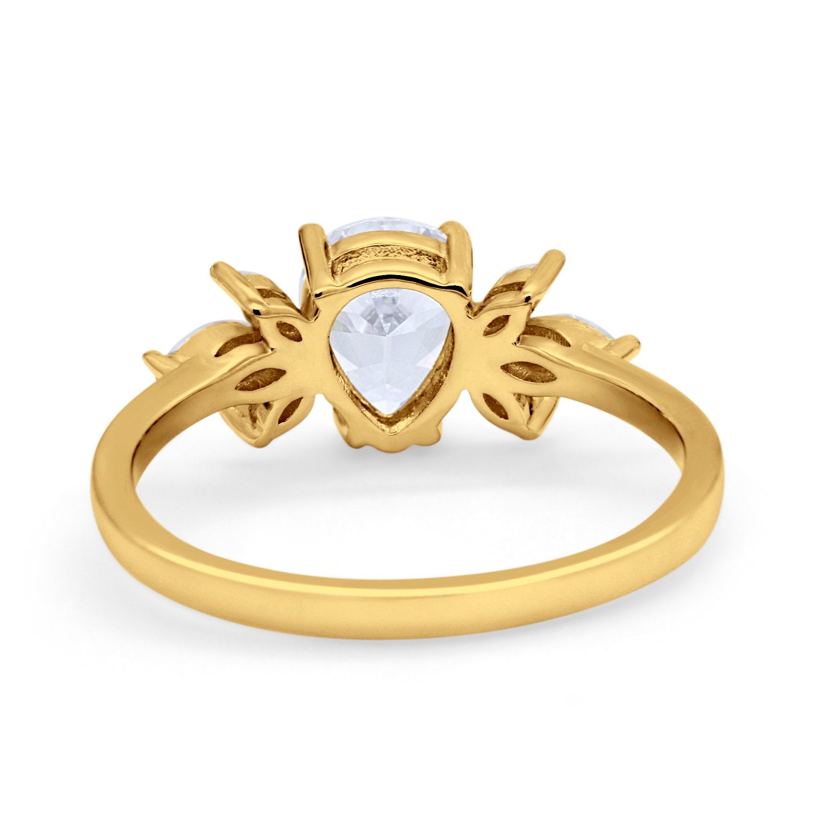 Teardrop Pear Wedding Ring Simulated Cubic Zirconia 925 Sterling Silver