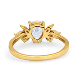 Teardrop Pear Wedding Ring Simulated Cubic Zirconia 925 Sterling Silver