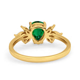 Teardrop Pear Wedding Ring Simulated Cubic Zirconia 925 Sterling Silver