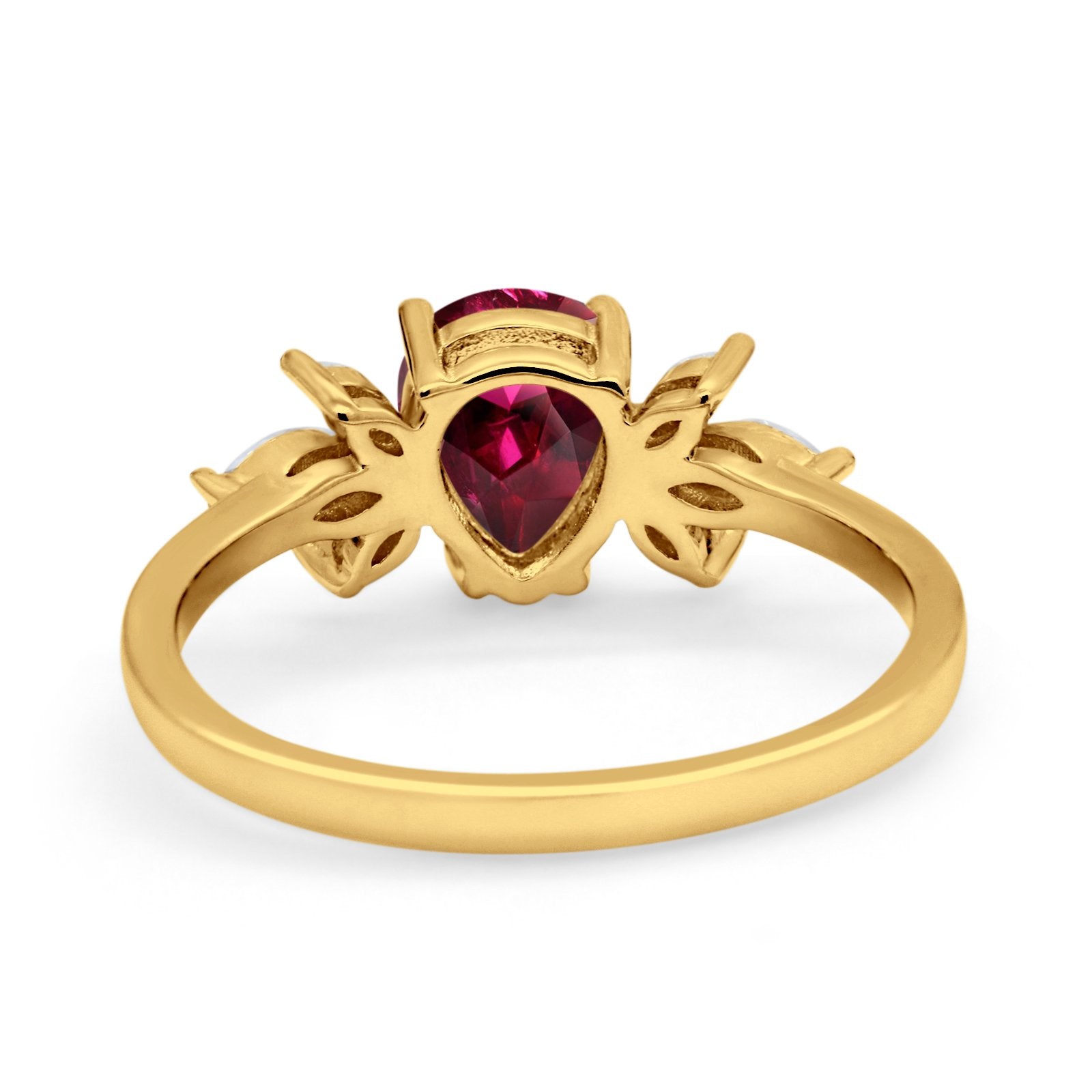 Teardrop Pear Wedding Ring Simulated Cubic Zirconia 925 Sterling Silver