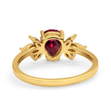 Teardrop Pear Wedding Ring Simulated Cubic Zirconia 925 Sterling Silver