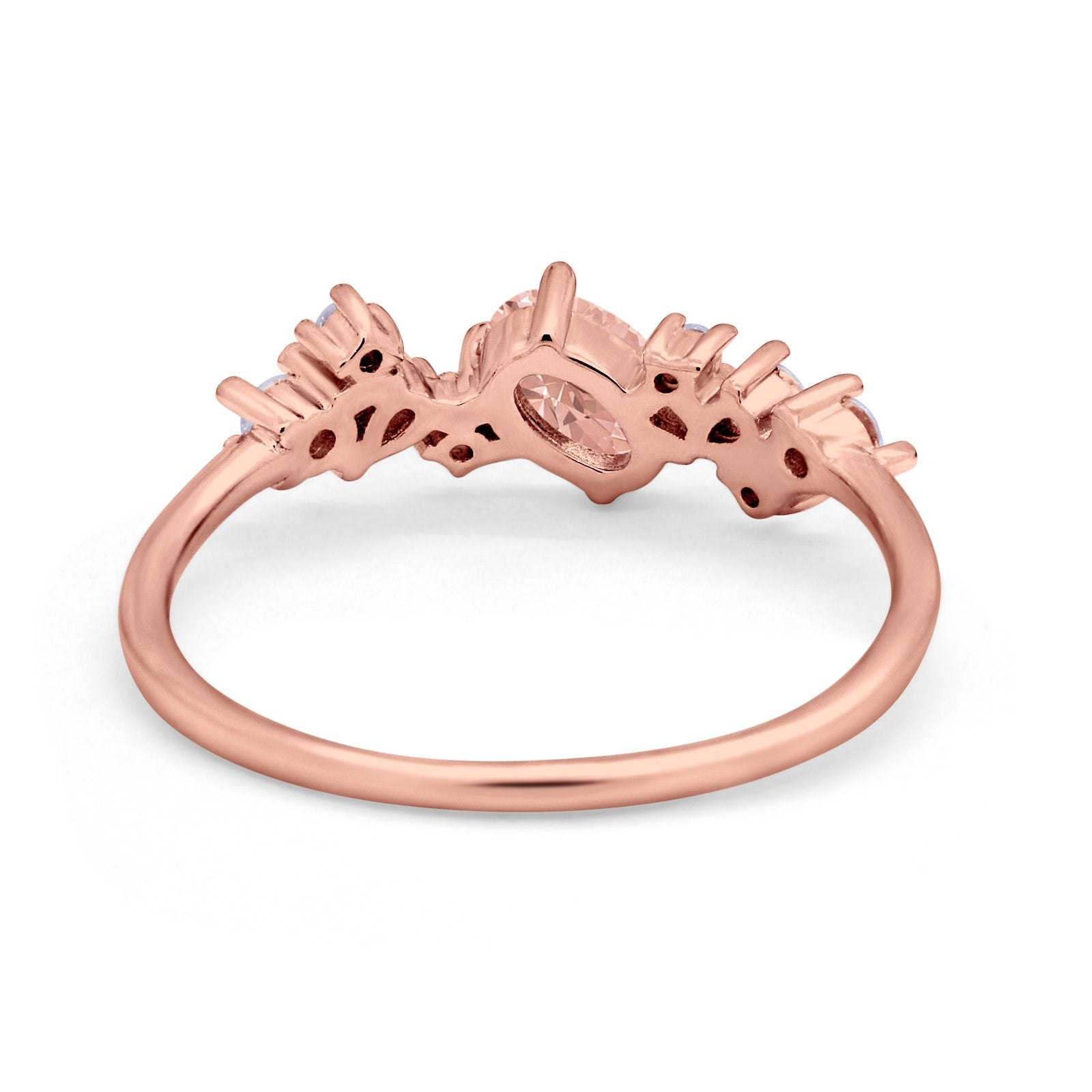 Art Deco Wedding Ring Oval Simulated Cubic Zirconia 925 Sterling Silver