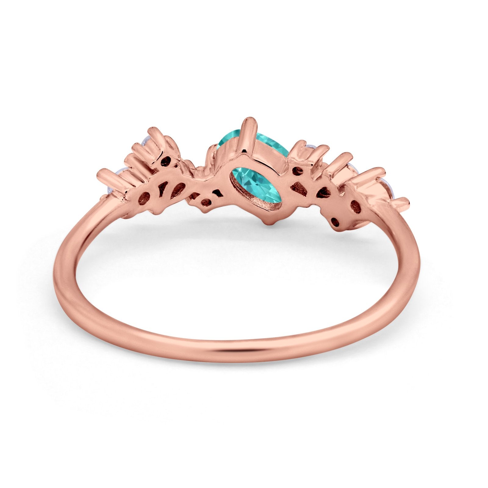 Art Deco Wedding Ring Oval Simulated Cubic Zirconia 925 Sterling Silver