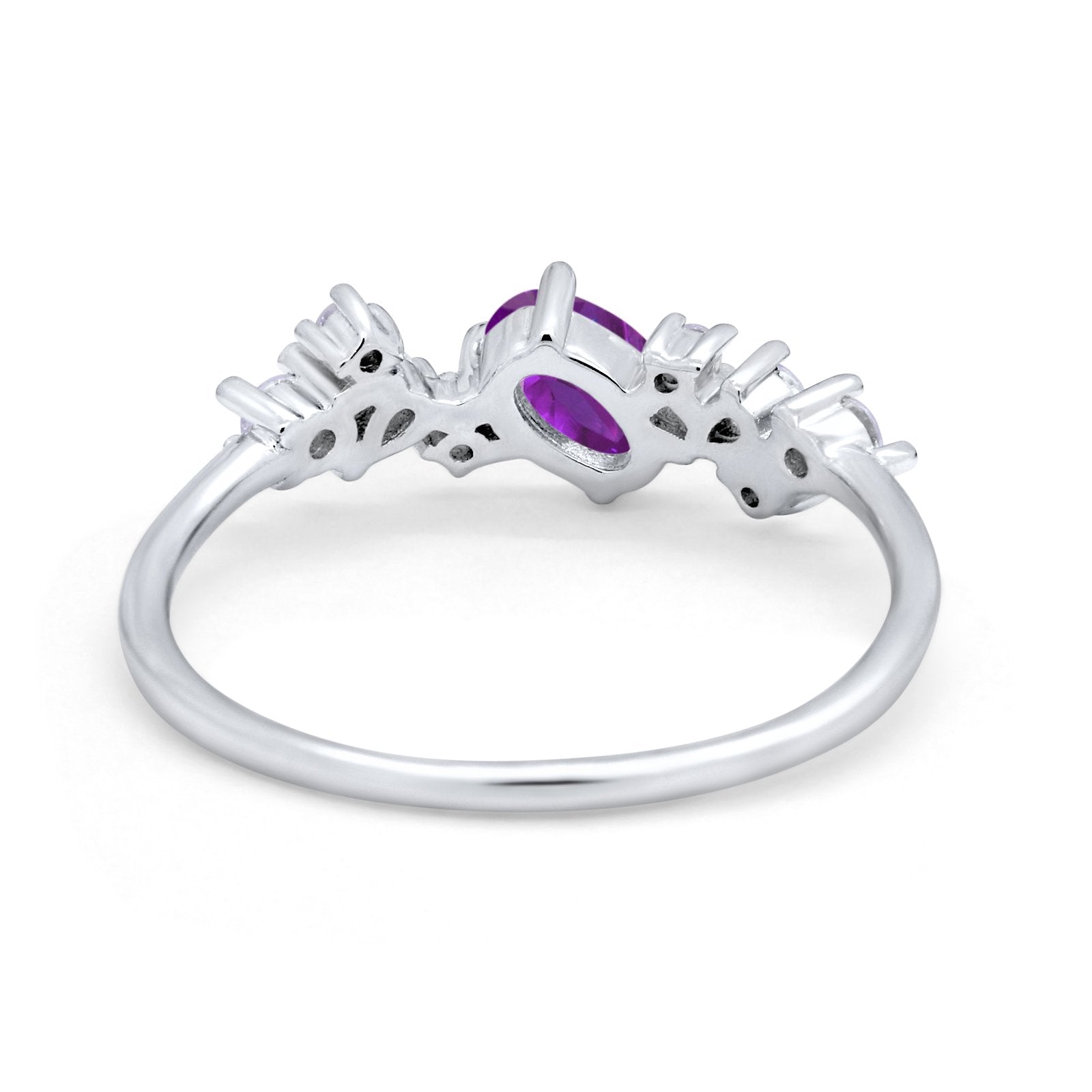 Art Deco Wedding Ring Oval Simulated Cubic Zirconia 925 Sterling Silver