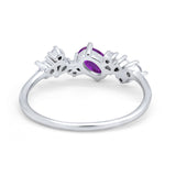 Art Deco Wedding Ring Oval Simulated Cubic Zirconia 925 Sterling Silver