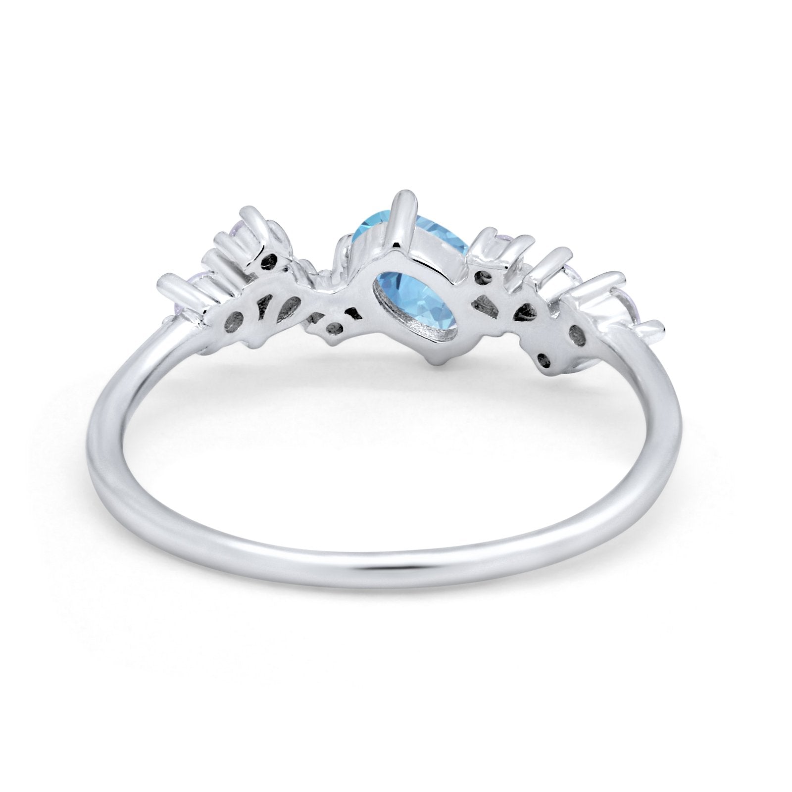 Art Deco Wedding Ring Oval Simulated Cubic Zirconia 925 Sterling Silver