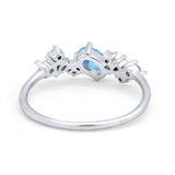 Art Deco Wedding Ring Oval Simulated Cubic Zirconia 925 Sterling Silver