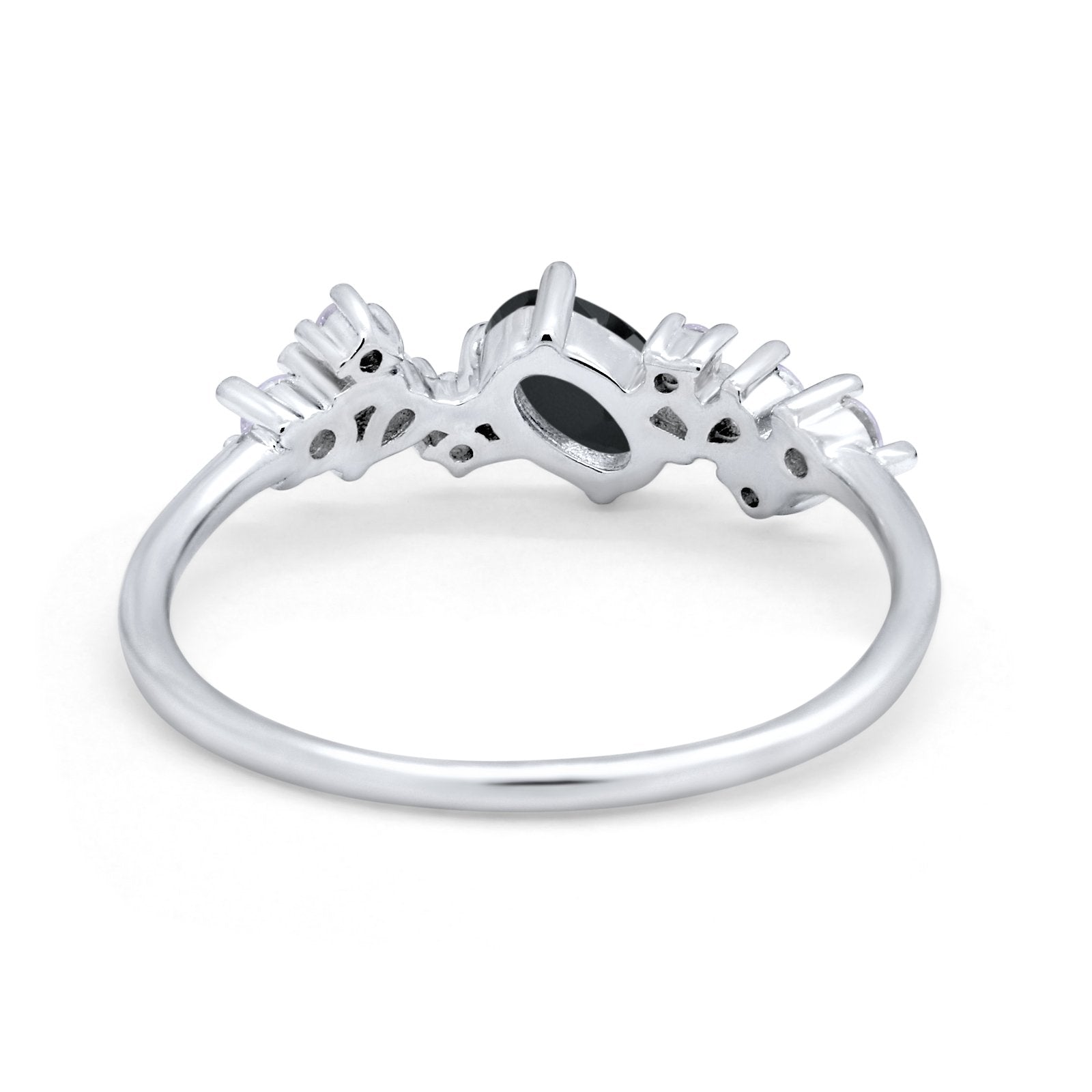 Art Deco Wedding Ring Oval Simulated Cubic Zirconia 925 Sterling Silver