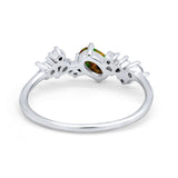 Art Deco Wedding Ring Oval Simulated Cubic Zirconia 925 Sterling Silver