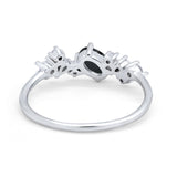 Art Deco Wedding Ring Oval Simulated Cubic Zirconia 925 Sterling Silver