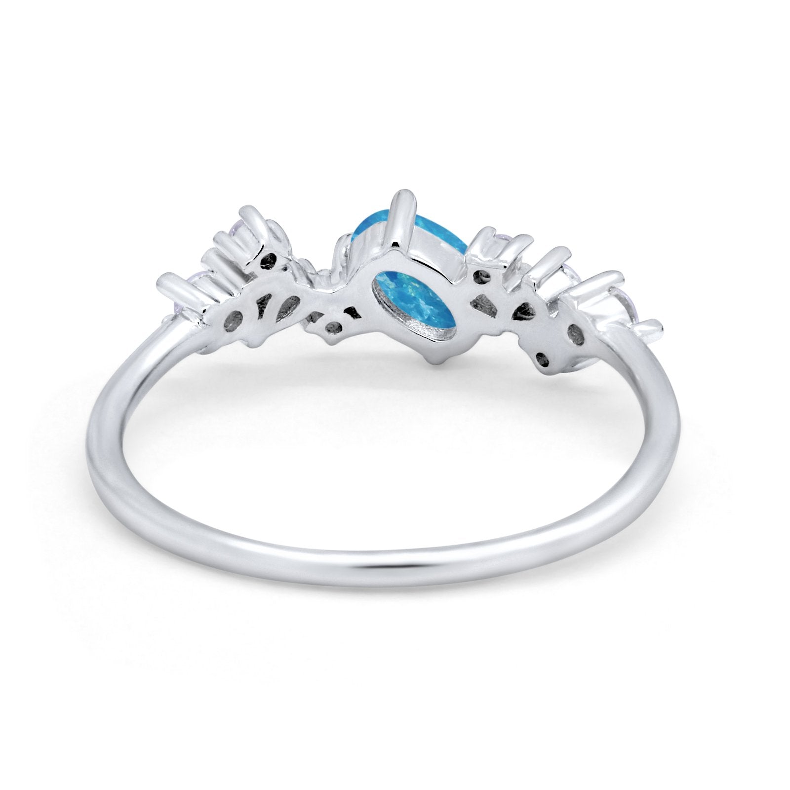 Art Deco Wedding Ring Oval Simulated Cubic Zirconia 925 Sterling Silver