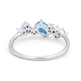 Art Deco Wedding Ring Oval Simulated Cubic Zirconia 925 Sterling Silver