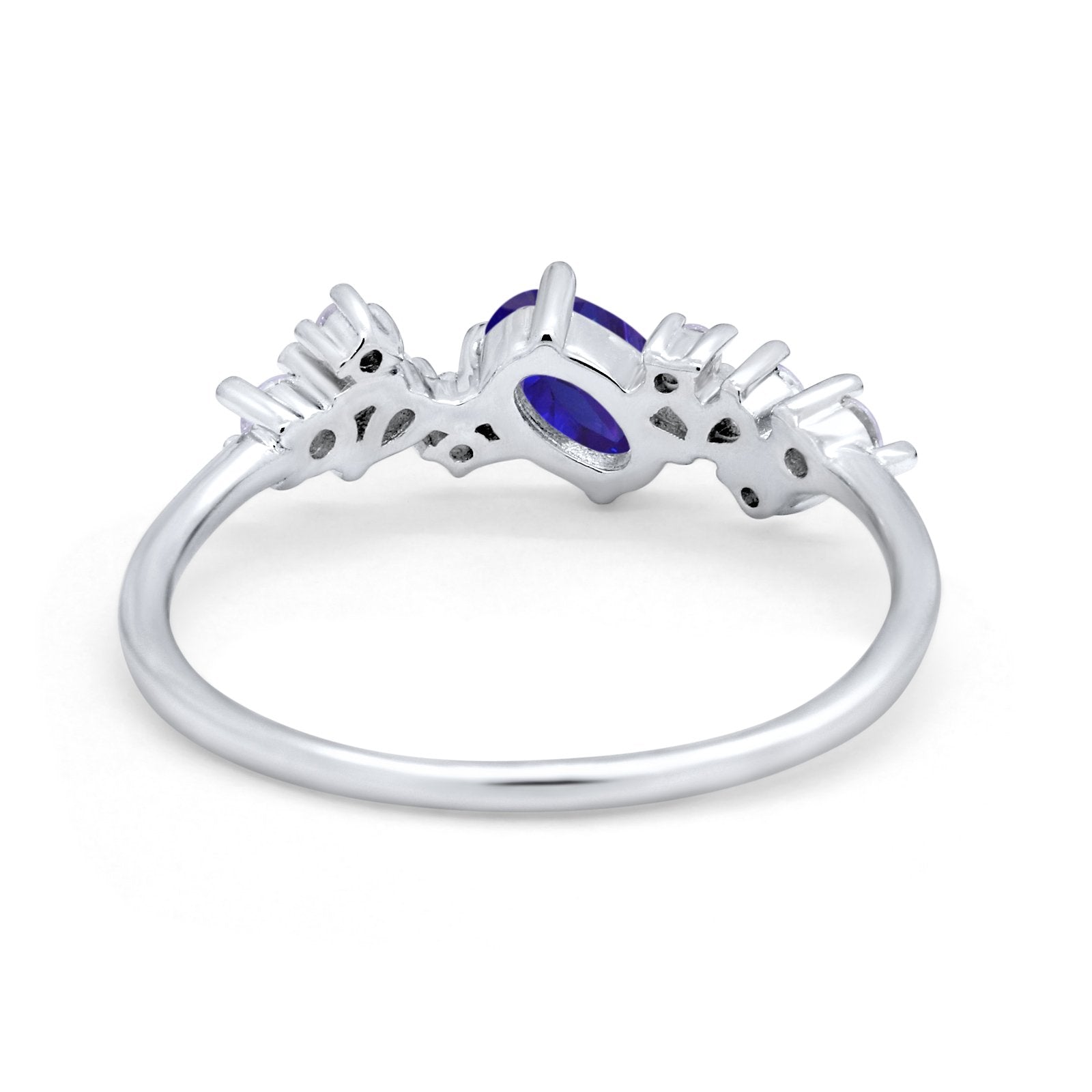 Art Deco Wedding Ring Oval Simulated Cubic Zirconia 925 Sterling Silver